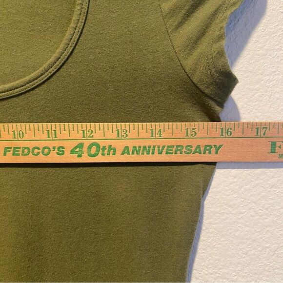 Vintage Y2K Anchor Blue Top Size medium lace layering scoop neck olive green - Picture 5 of 7